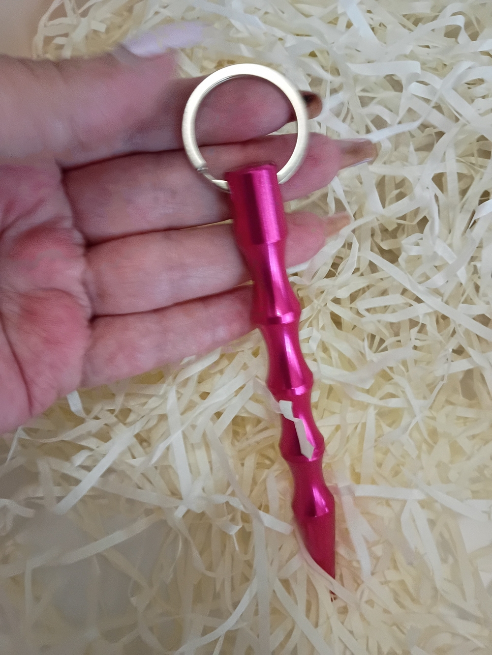 Source Unknown Metallic Pink Key & Card Holder Multi-Tool Keychain